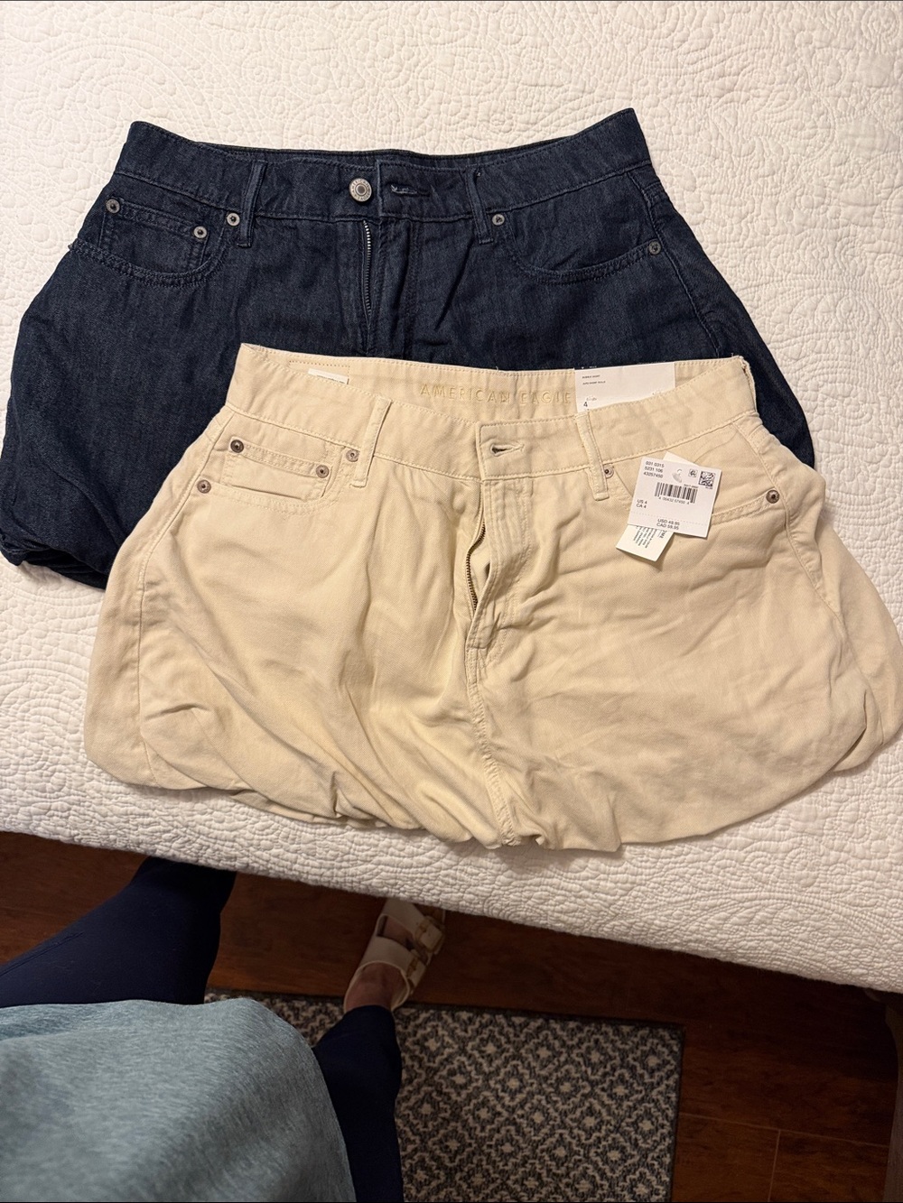 American Eagle Outfitters Beige and Dark Blue Women’s Shorts Duo